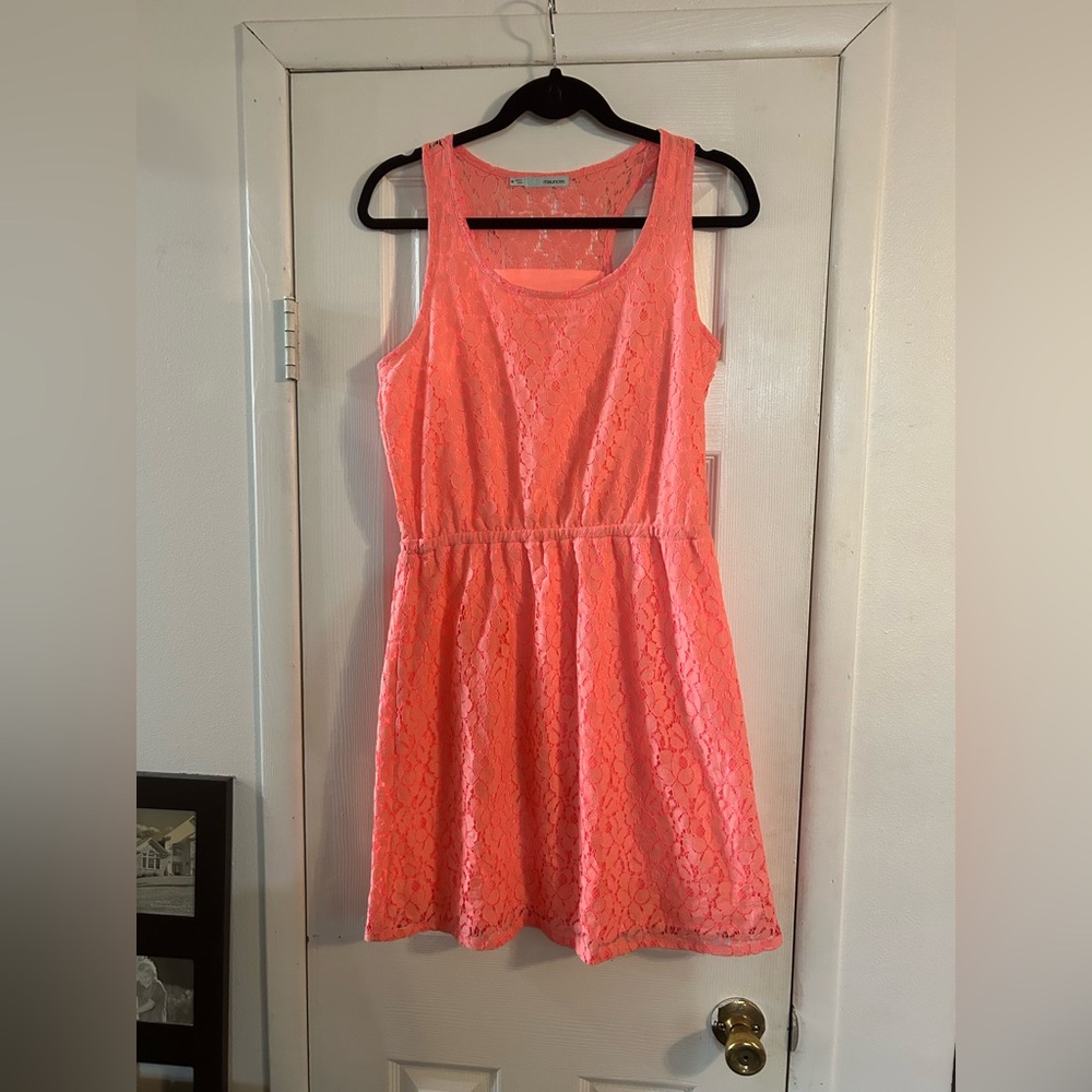 Elegant Coral Lace Dress